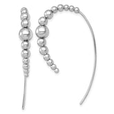 Sterling Silver Rhodium-plated Polished Graduated Beads Threader Earrings